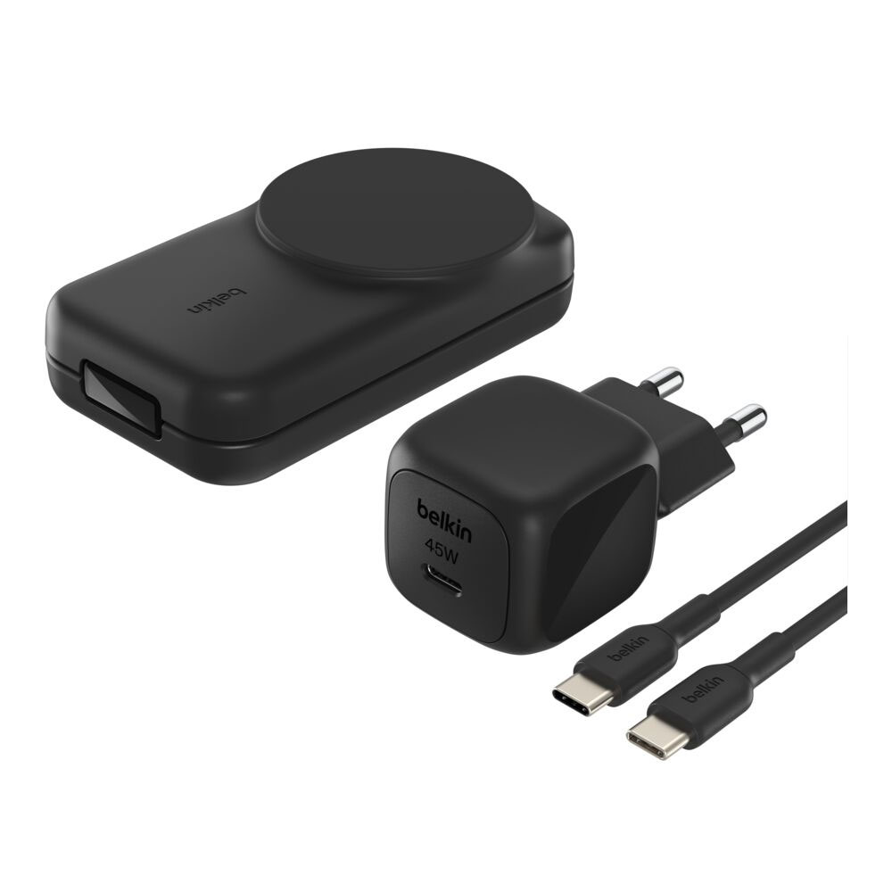 WIRELESS CHARGER (ที่ชาร์จไร้สาย) BELKIN ULTRACHARGE 2-IN-1 FOLDABLE MAGNETIC CHARGER - 25W Qi2 BLACK WIZ036THBK