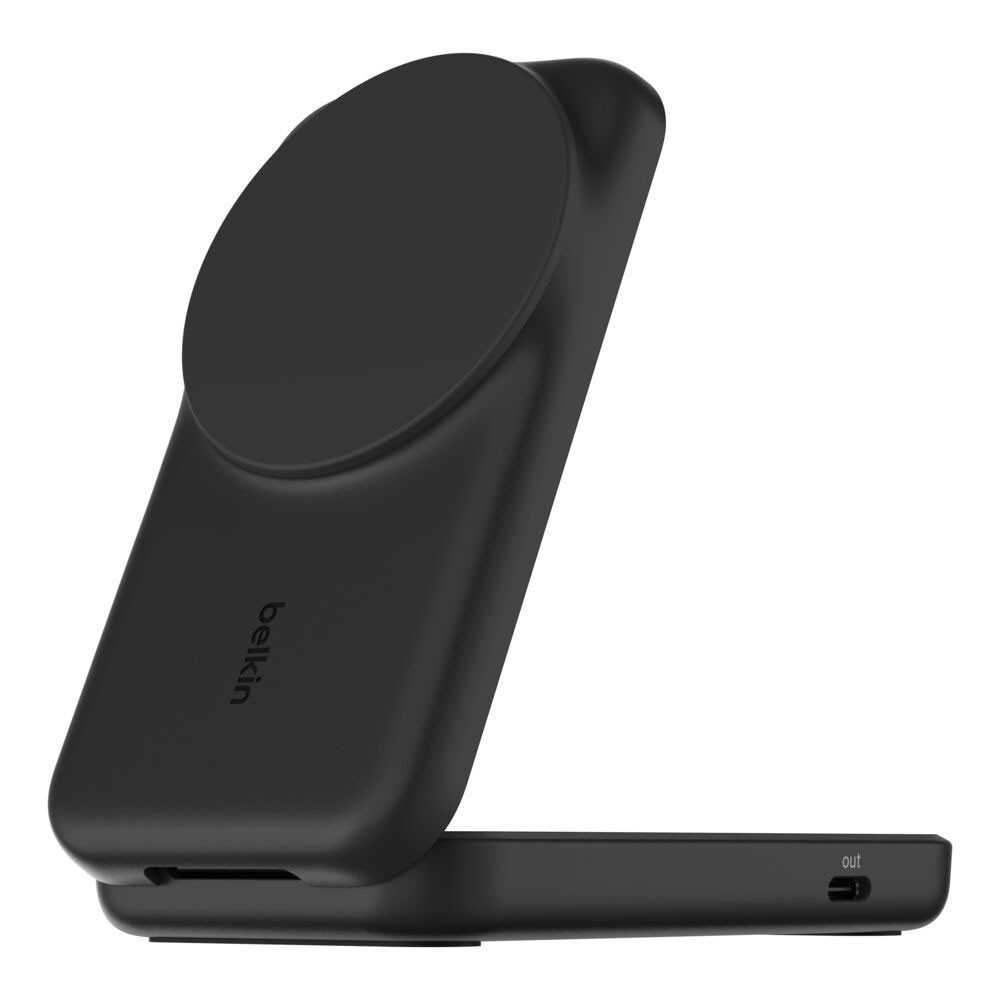 WIRELESS CHARGER (ที่ชาร์จไร้สาย) BELKIN ULTRACHARGE 2-IN-1 FOLDABLE MAGNETIC CHARGER - 25W Qi2 BLACK WIZ036THBK