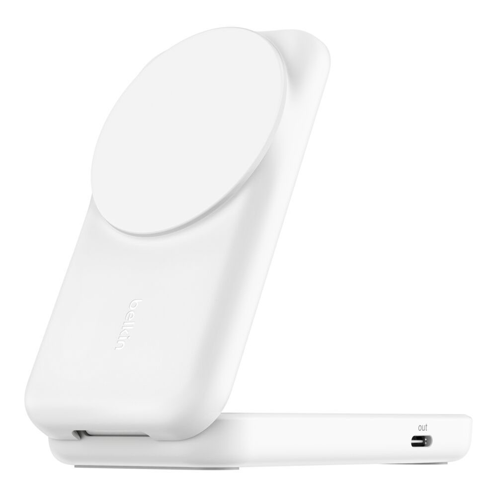 WIRELESS CHARGER (ที่ชาร์จไร้สาย) BELKIN ULTRACHARGE 2-IN-1 FOLDABLE MAGNETIC CHARGER - 25W Qi2 WHITE WIZ038THWH