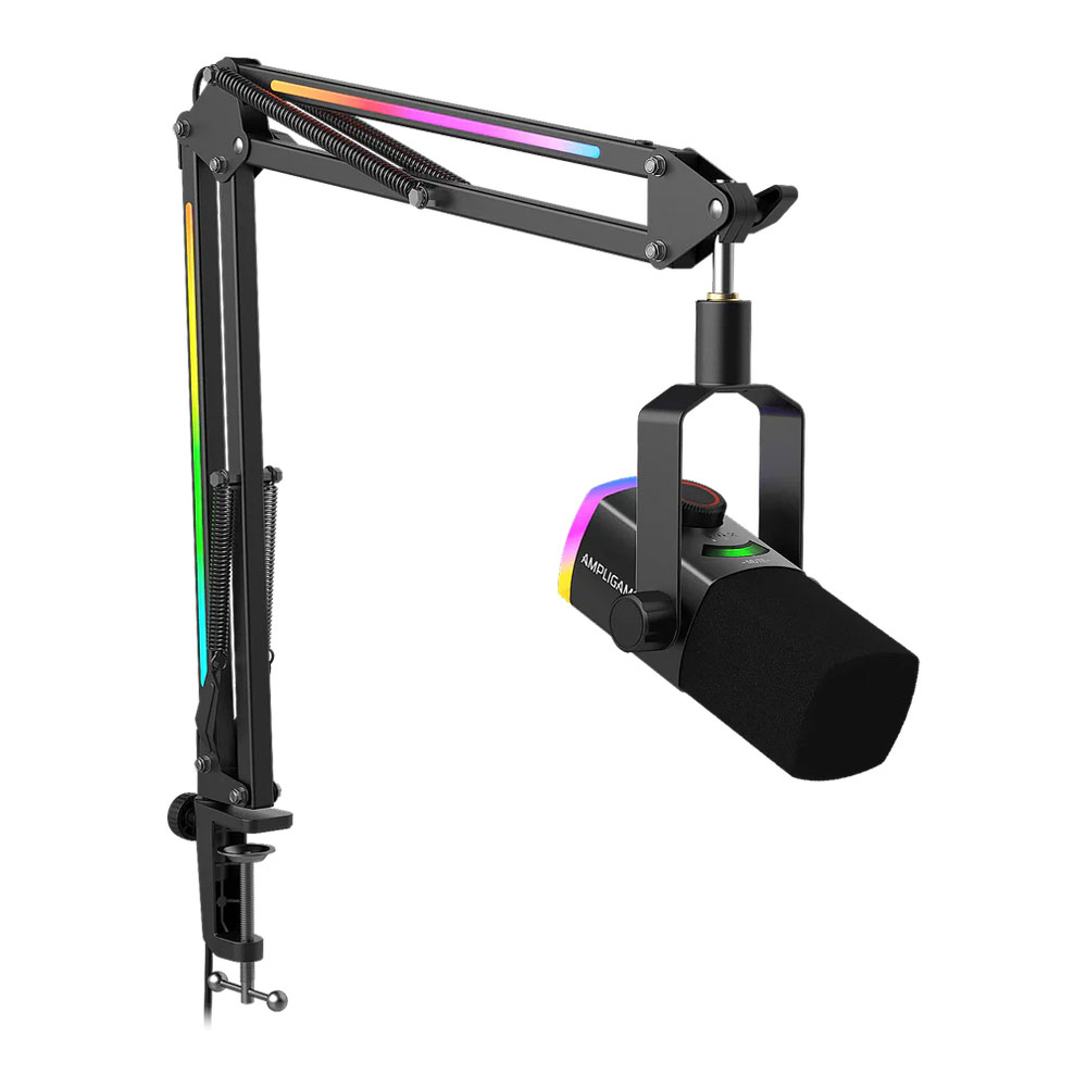 MICROPHONE (ไมโครโฟน) FIFINE AMPLIGAME AM8PROT - USB/XLR DYNAMIC MICROPHONE KIT WITH RGB BOOM ARM STAND BLACK