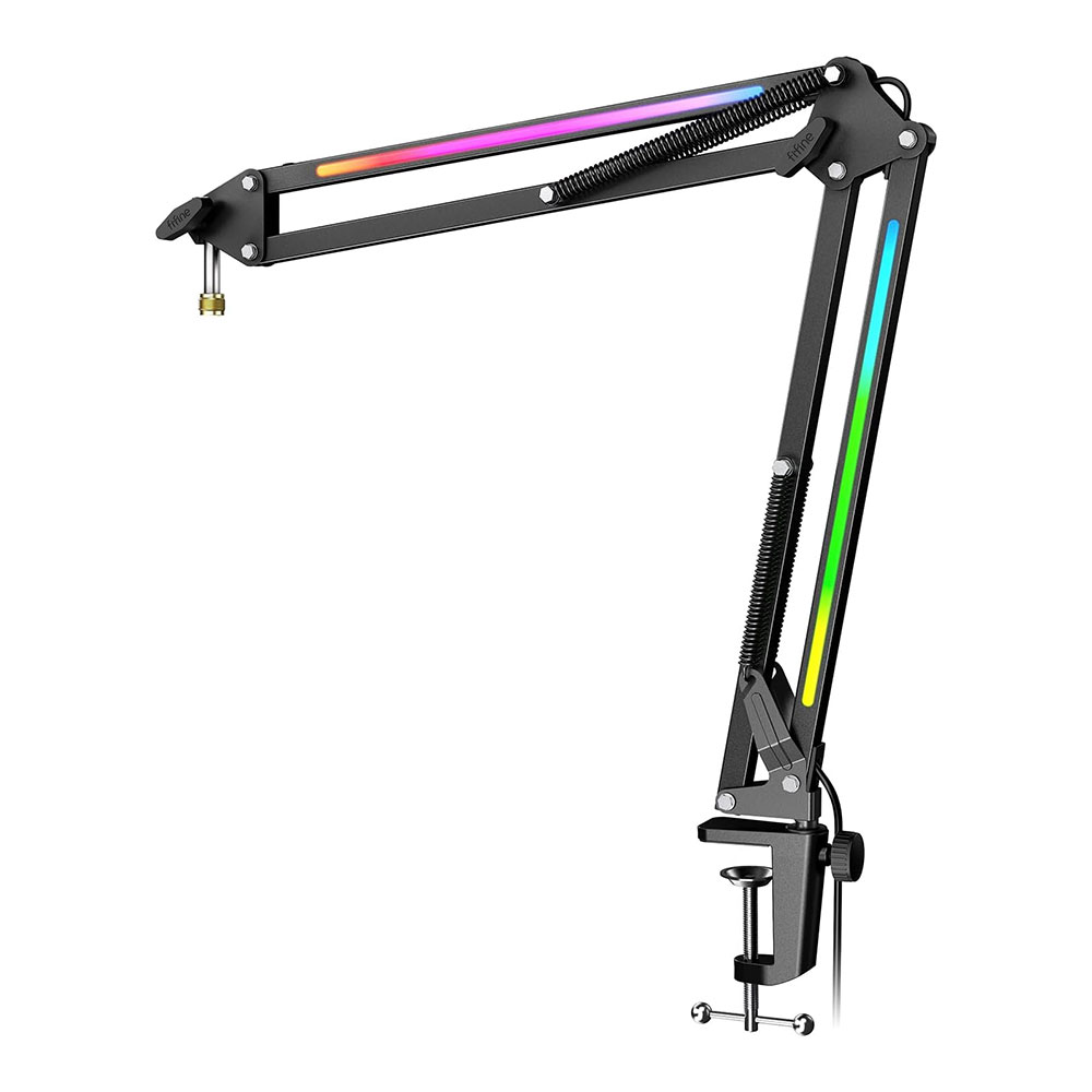MICROPHONE ARM (ขาตั้งไมโครโฟน) FIFINE AMPLIGAME BM38 - RGB MICROPHONE BOOM ARM STAND BLACK