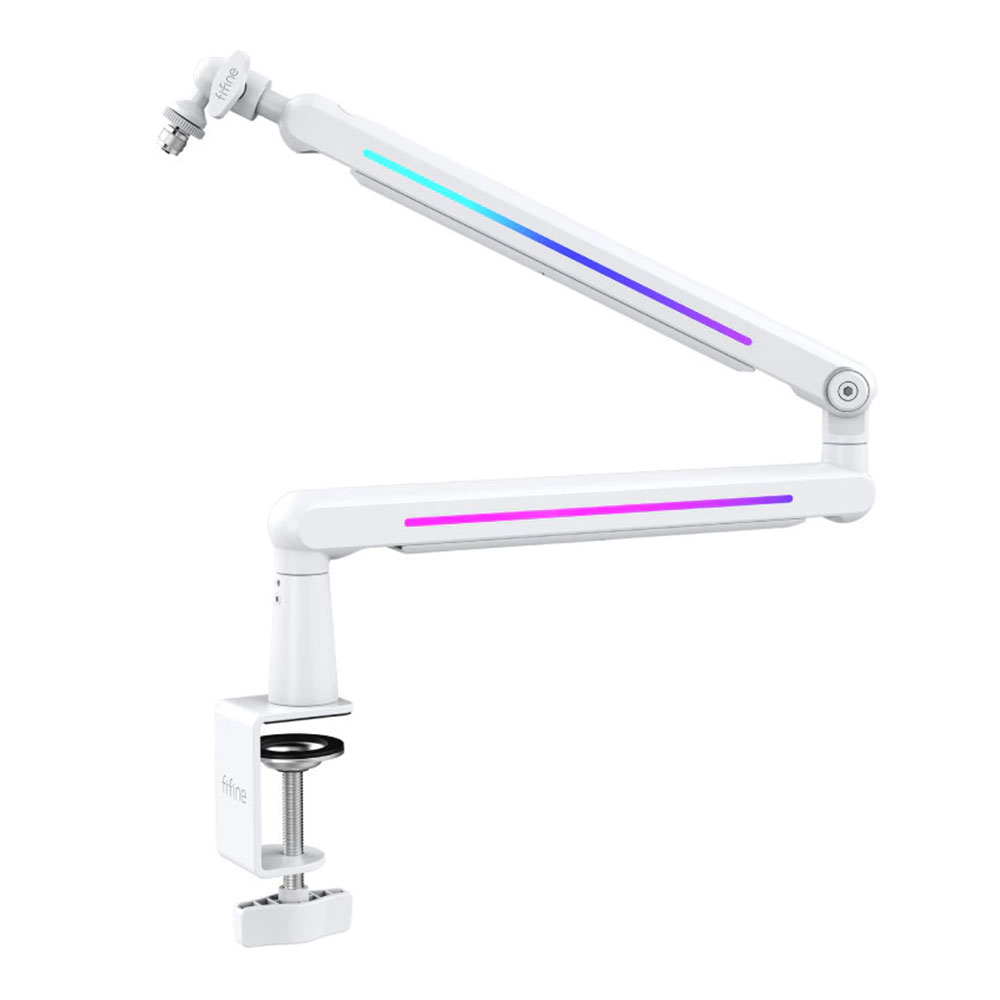 MICROPHONE ARM (ขาตั้งไมโครโฟน) FIFINE BM88 PRO - HEAVY-DUTY RGB METAL BOOM ARM STAND WHITE