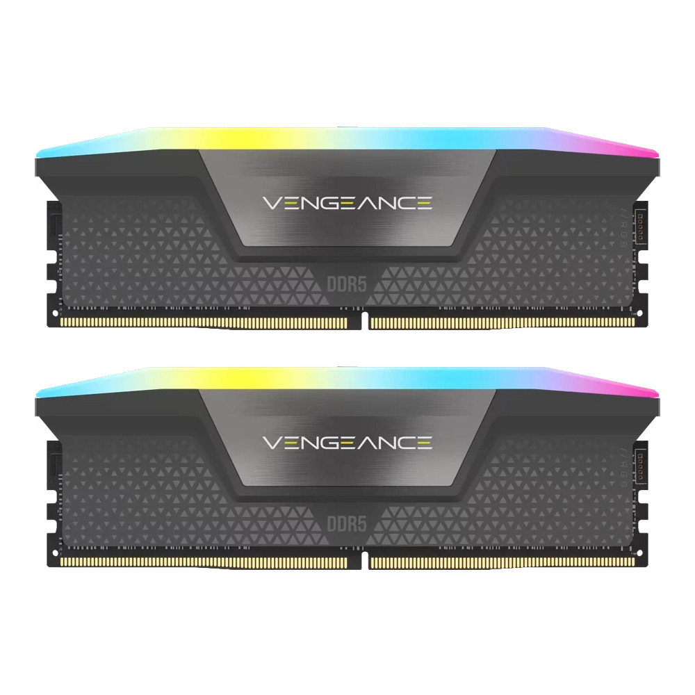 32GB (16GBx2) DDR5 6400MHz RAM (หน่วยความจำ) CORSAIR VENGEANCE RGB DDR5 - AMD EXPO INTEL XMP CL32 GREY CMH32GX5M2B6400Z32