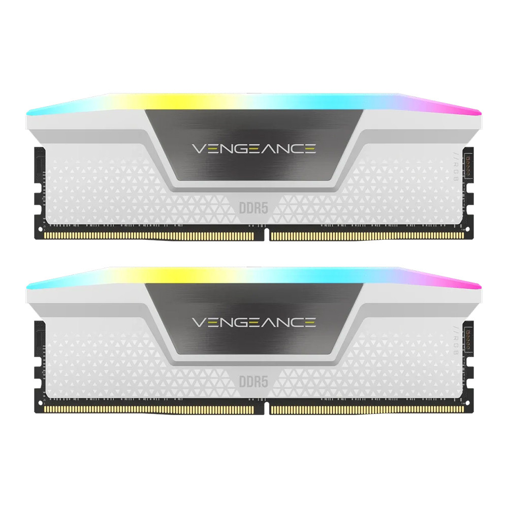 32GB (16GBx2) DDR5 6400MHz RAM (หน่วยความจำ) CORSAIR VENGEANCE RGB DDR5 - AMD EXPO INTEL XMP CL32 WHITE CMH32GX5M2B6400Z32W