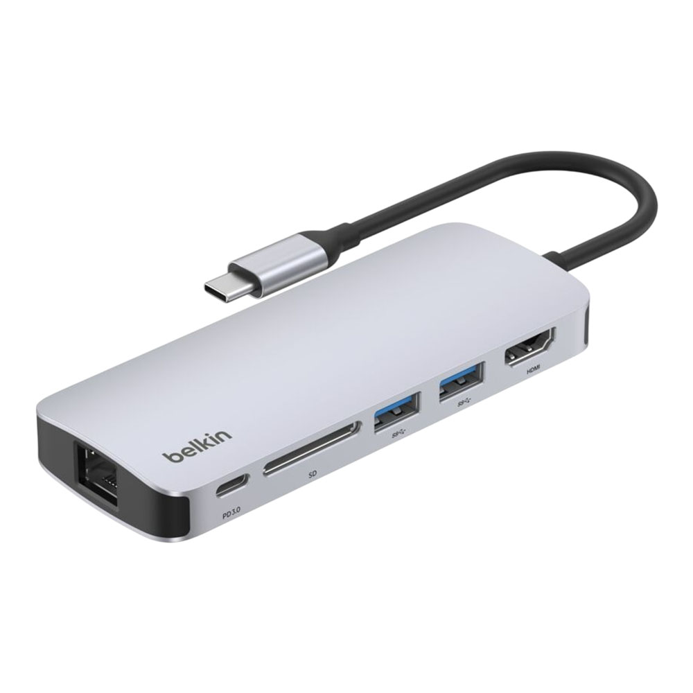 USB DOCK (ยูเอสบีด็อก) BELKIN CONNECT USB-C 6-IN-1 MULTIPORT HUB - AVC008FQSGY-V2