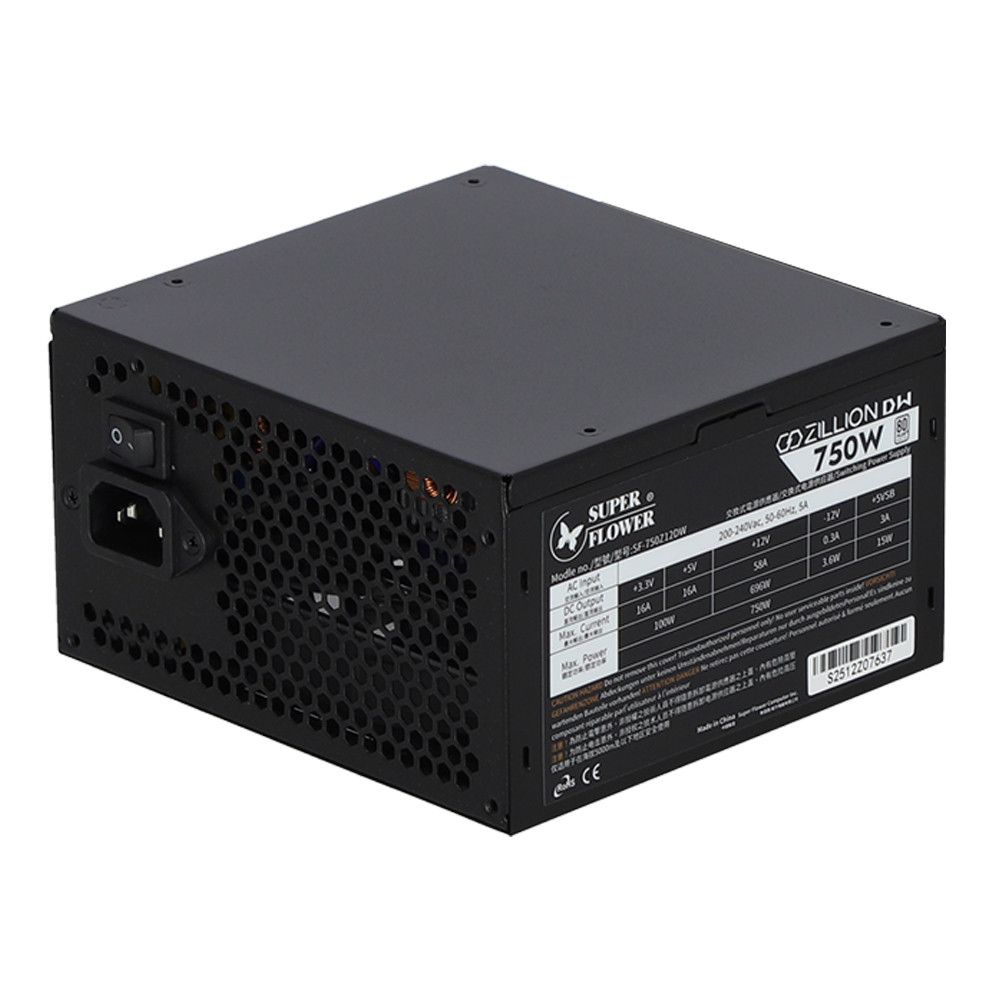 POWER SUPPLY (อุปกรณ์จ่ายไฟ) SUPER FLOWER ZILLION DW WHITE 750W - 750W 80 PLUS ATX BLACK