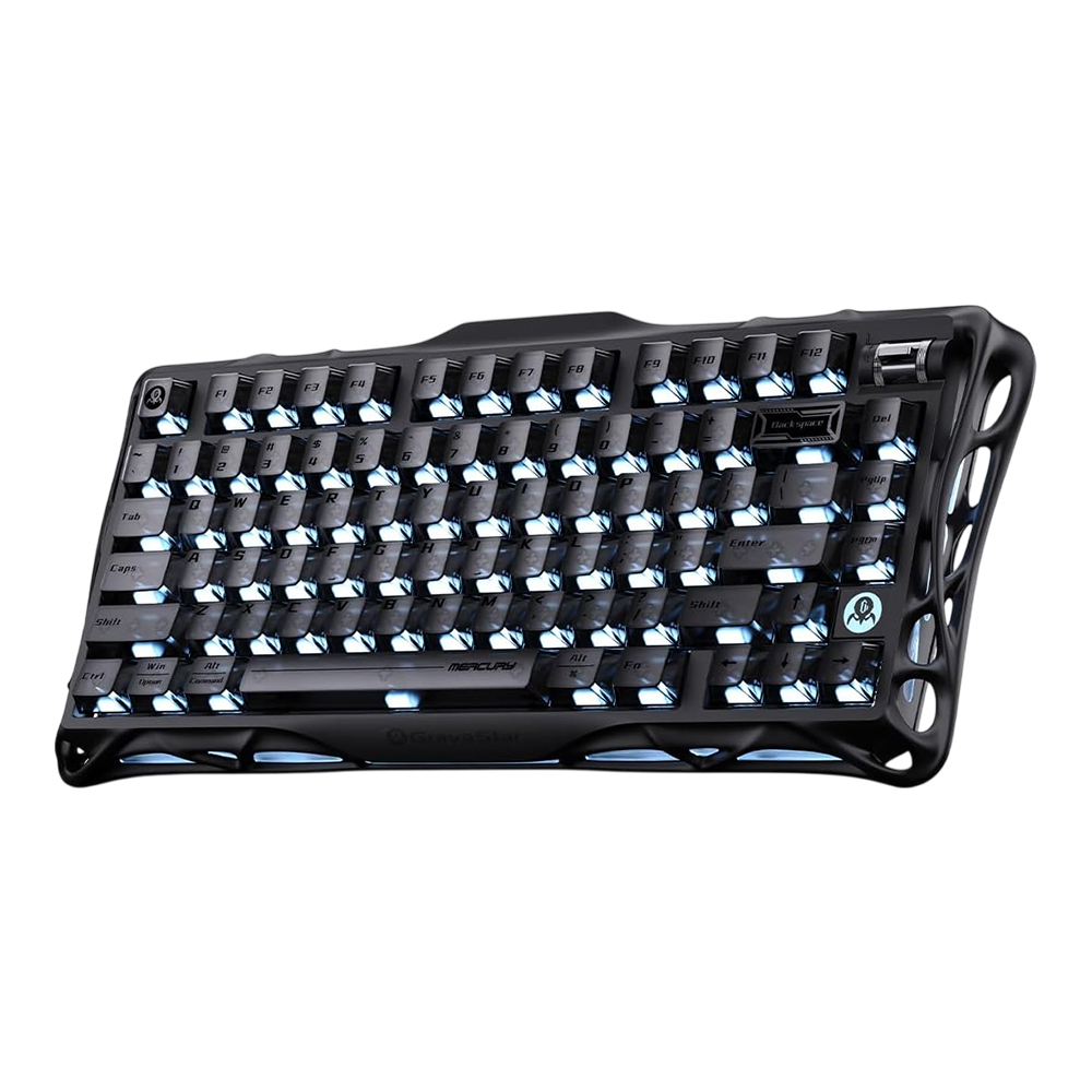 WIRELESS KEYBOARD (คีย์บอร์ดไร้สาย) GRAVASTAR MERCURY K1 - GRAVASTAR CUSTOM LINEAR SWITCH RGB EN STEALTH BLACK