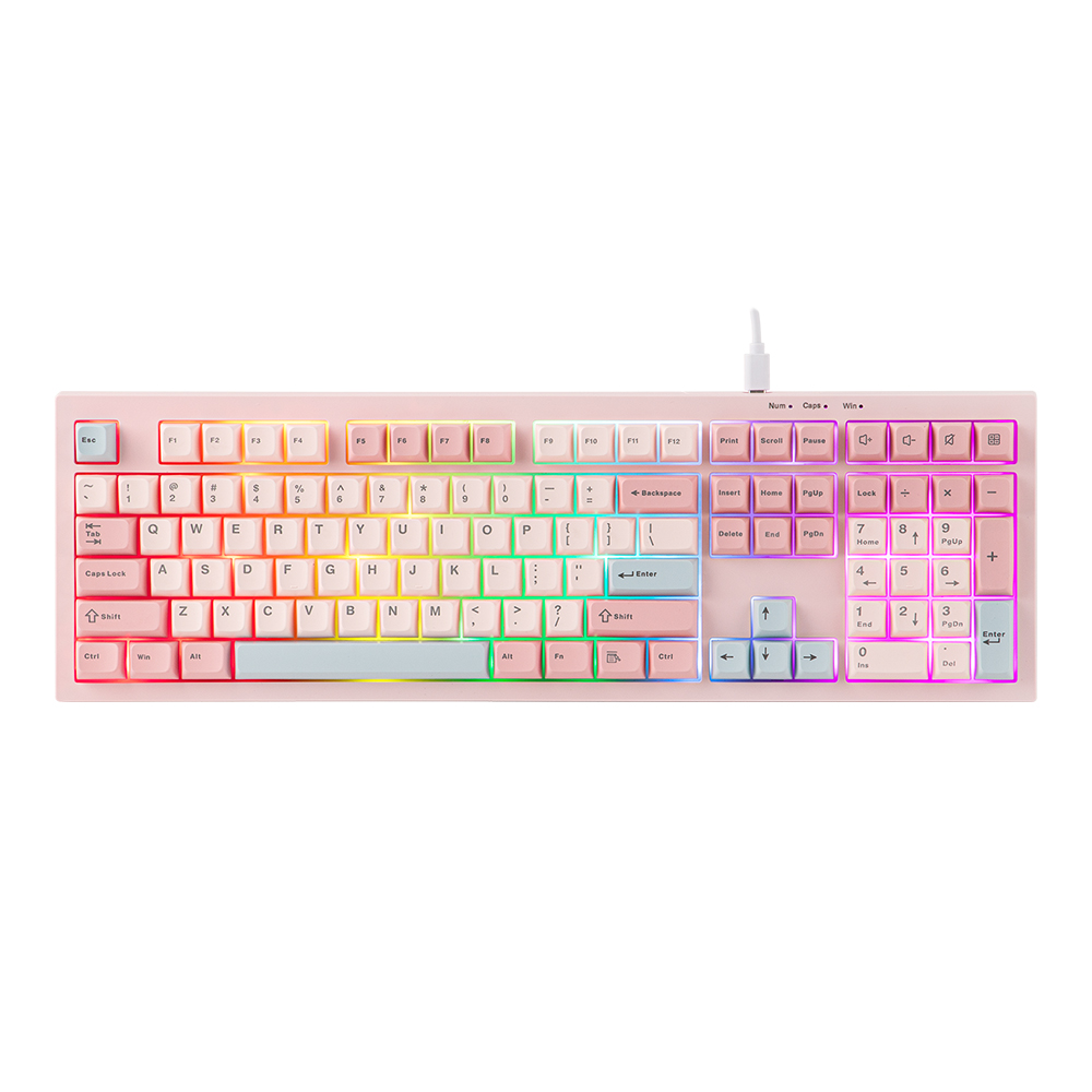 KEYBOARD (คีย์บอร์ด) AULA S102 - MEMBRANE SWITCH MULTI COLOR BACKLIT EN/TH PINK