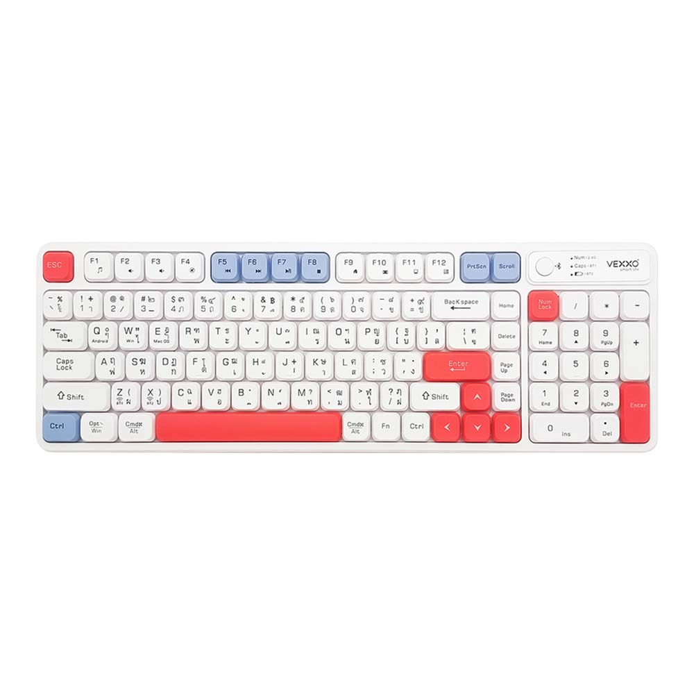 WIRELESS KEYBOARD (คีย์บอร์ดไร้สาย) VEXXO KWB31 - NON-BACKLIT EN/TH WHITE