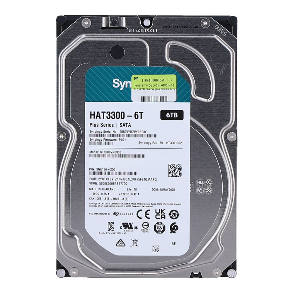 6 TB 3.5 INCH HDD (ฮาร์ดดิสก์ 3.5 นิ้ว) SYNOLOGY HAT3300 - 5400RPM 256MB SATA3 HAT3300-6T