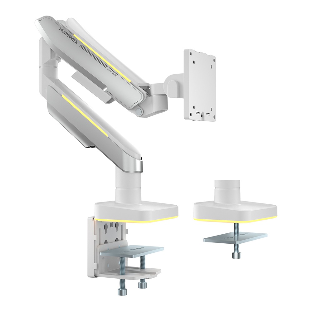 MONITOR ARM (ขาตั้งจอ) HUMANMOTION T18-1W - BRILLIANCE ANGEL RGB WHITE